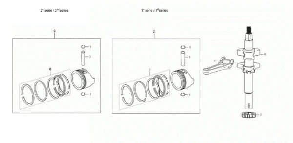 Shaft + piston G 53 TKE COMFORT PLUS (K655LI) EURO 5 Lawnmower