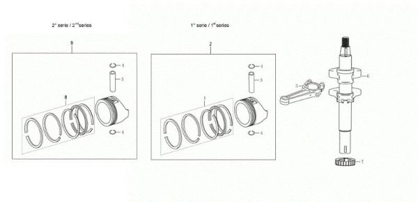 Shaft + piston GH 44 PK Lawnmower