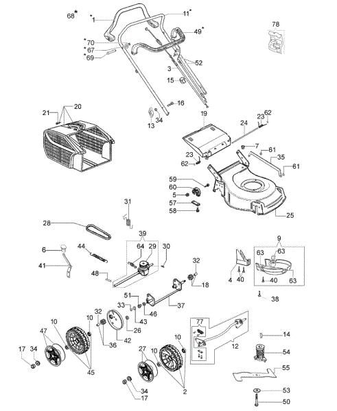 Complete illustrated parts list GH 48 TK Lawnmower