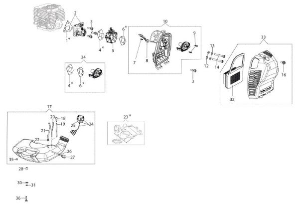 Tank and air filter BCF 550 Brushcutter