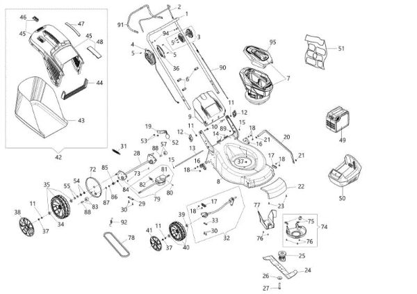 Complete illustrated parts list Gi 44 T Lawnmower