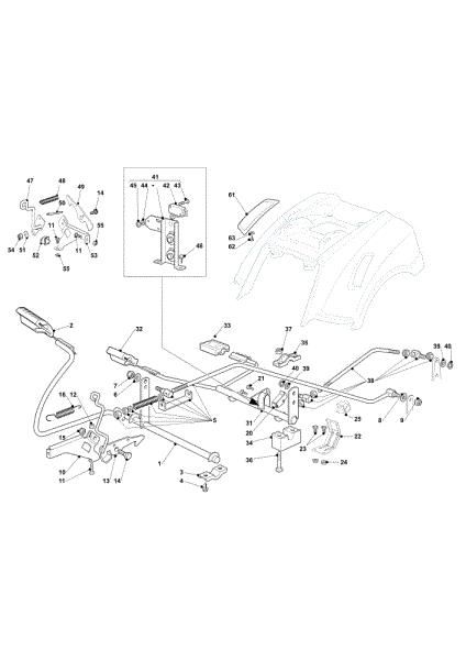 Brake and gearbox controls OM 103/16 K Cat. 2021 Garden tractor