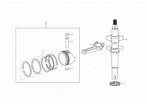 Shaft + piston G 53 TKE ALL ROAD PLUS 4 (K655LI) EURO 5 50Y Lawnmower