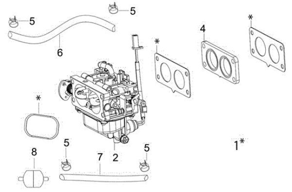 Carburetor OM 124/24 KH (K2400AVD V-Twin - EURO5) Cat. 2022 Garden tractor