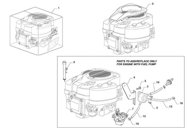 Engine and fuel pump GLX 20-108HS Garden tractor