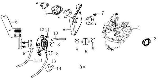 Carburetor OM 92/16KH (K1600AVD) Cat. 2023 Garden tractor