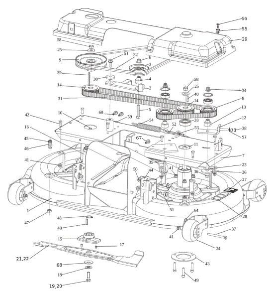Mowing deck (1/2) OM 106/22 H Cat. 2023 Garden tractor