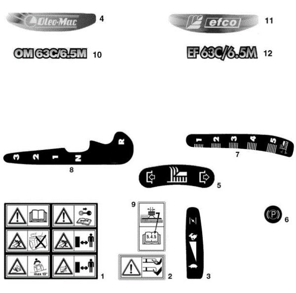 Labels OM 63C/6,5M Cat. 2001/2002 Garden tractor