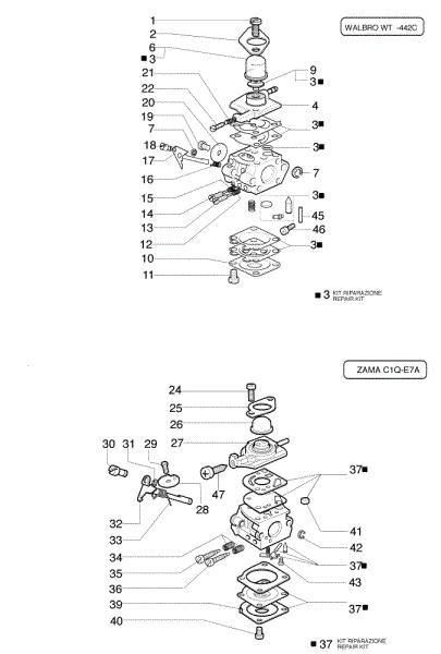 Carburetor WT-442E, C1Q-E7 727 D Brushcutter