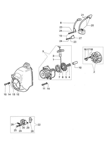 Starter assy and clutch 726 S Brushcutter