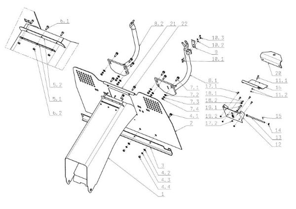 Chute and collector assy OM 124J/22H Cat.2006-2007 Garden tractor