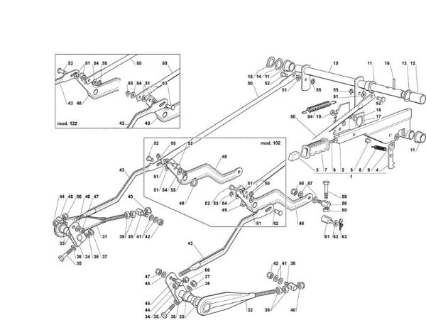 Cutting plate lifting OM 102C/17,5H Cat.2007 Garden tractor