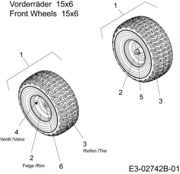 Front wheels POLO 108/15,5 H Cat.2007 Garden tractor