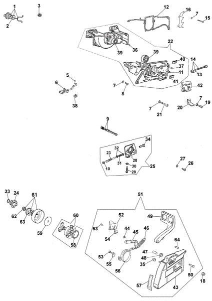 Crankcase, brake and clutch 971 Chainsaw