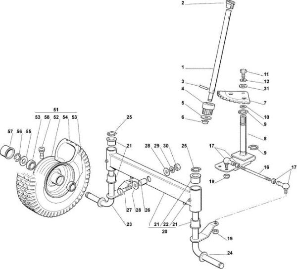 Steering arm OM 72C/12,5H Cat.2008 Garden tractor