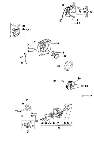 Starter assy and clutch 433 BP Brushcutter
