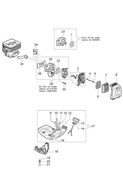 Tank and air filter BC 250 T Brushcutter