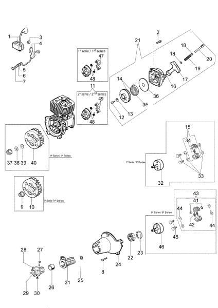 Starter assy and clutch BC 280 T Brushcutter