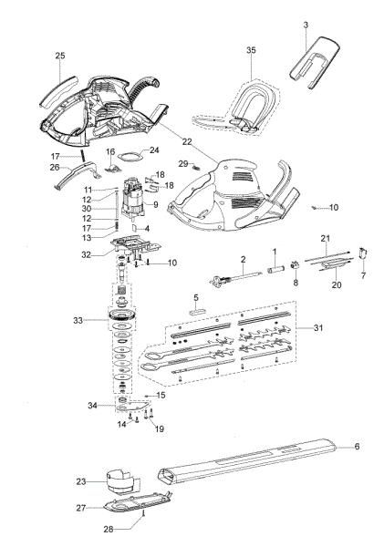 Illustrated parts list HC 600 E Electric hedgetrimmer