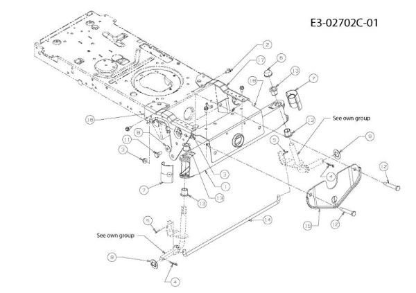 Front axle (1/2) TORNADO 108/17,5 H Garden tractor