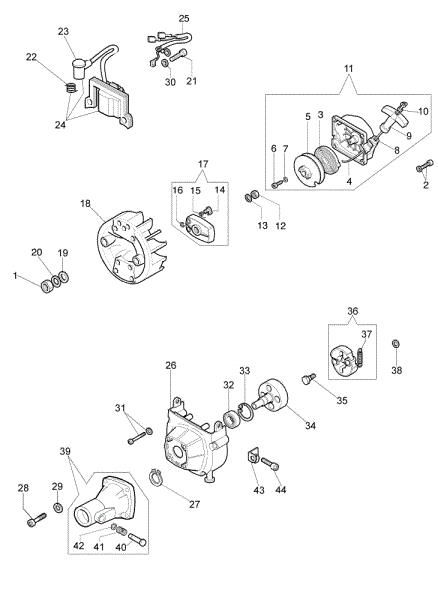 Starter assy and clutch 435 BP Brushcutter