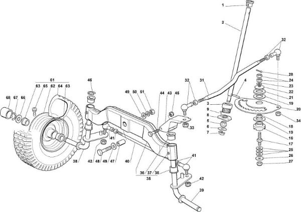 Steering arm OM 102C/16,5M Cat.2009 Garden tractor