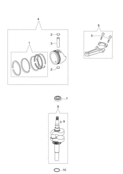 Crankshaft and piston MAX 48 TK (K50) Lawnmower