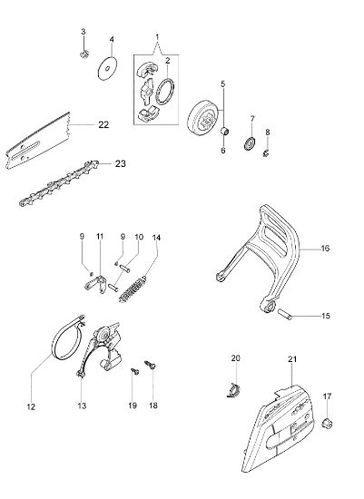 Cubrecadena y embrague GS 350 (Euro 2) Motosierra