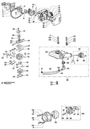 Carburador y tanque TS 33 Cortasetos