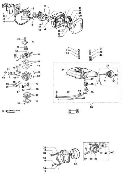 Carburador y tanque TS 33 Cortasetos
