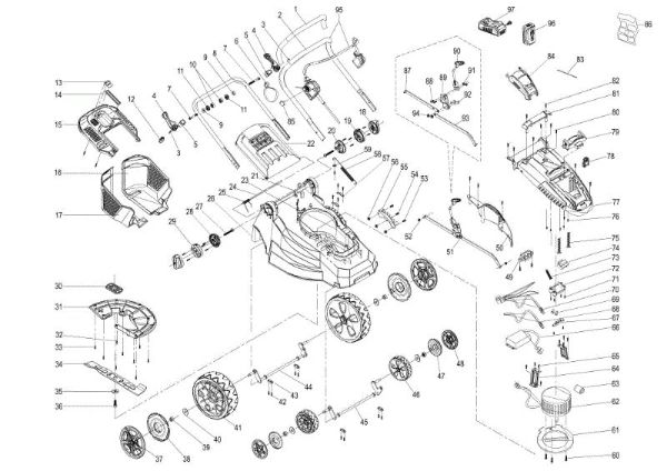 Despiece completo G 38 P Li-Ion Cortacesped eléctrico