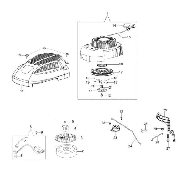 Arranque y volante G 44 PK COMFORT (K600 - AUTOCHOKE) Cortacésped