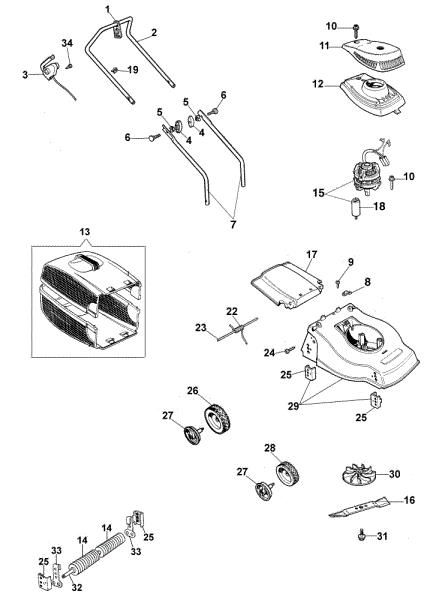 Despiece completo K 35 R Cortacesped eléctrico