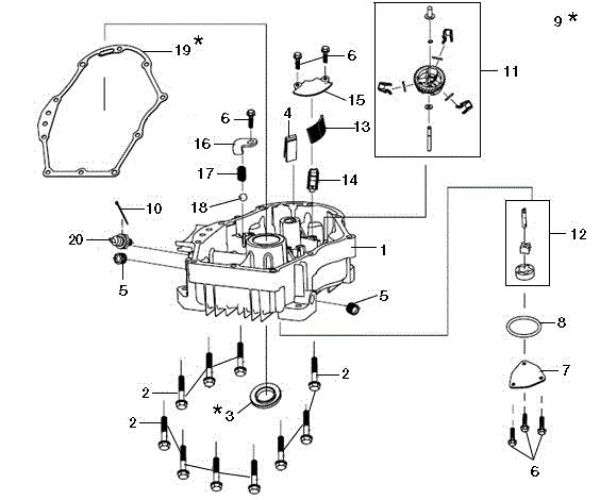 Tapa basamento OM 124/24 KH (K2400AVD V-Twin) Cat. 2017 Tractor