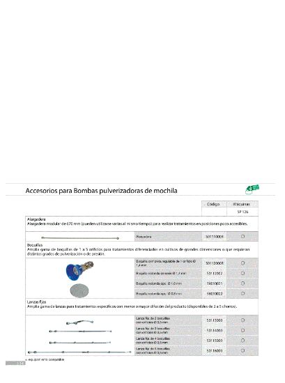  Accesorios para pulverizadores