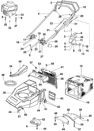 Old type handle (Until December 2002) MR 534 TBT Lawnmower