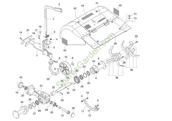 60 cm rotor with adjustable cowling and fixed connection 69219103 405 S Rotary cultivator