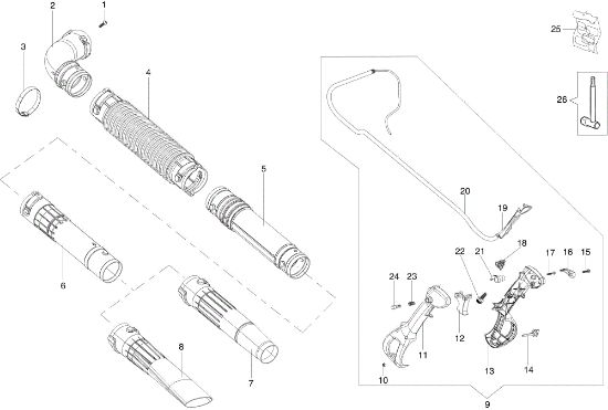 Tubo de difusion/Empunadura SA 2700 BP Sopladora