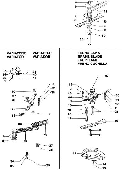 Variador y freno cuchilla MR 534 THV Cortacésped