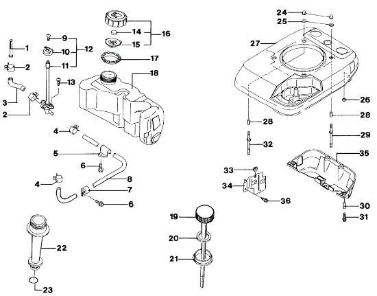 Motor, capot y deposito mezcla MR 534 TKF Cortacésped