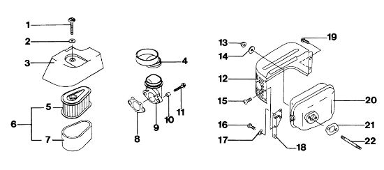 Motor, filtro aire y escape MR 534 TKV Cortacésped