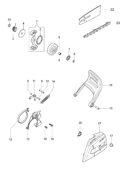 Cubrecadena y Embrague MT 3500 S (Euro 2) Motosierra