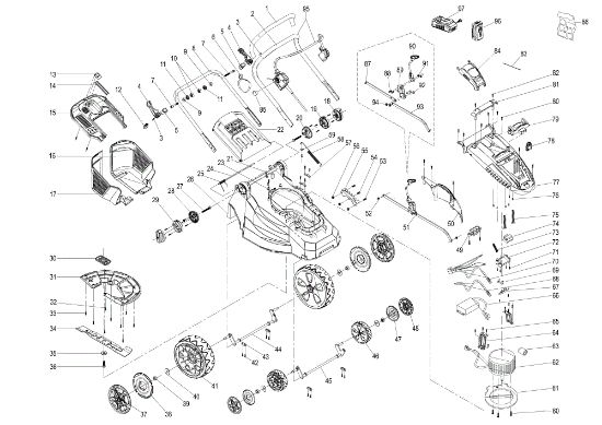 Despiece completo LR 38 P Li-Ion Cortacésped eléctrico