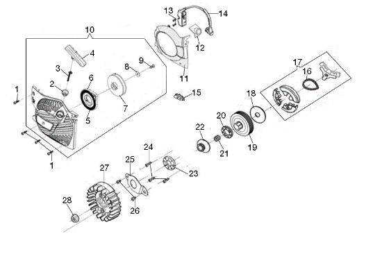 Arranque y embrague MT 510 Motosierra