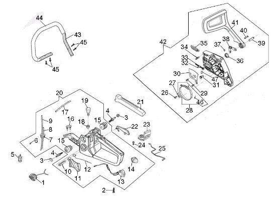 Tanque y carter cadena MT 510 Motosierra