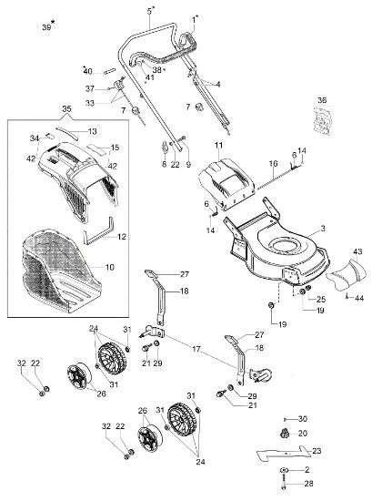 Despiece completo LR 44 PB COMFORT PLUS (2018) Cortacesped