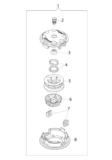 Despiece completo (Cabeza "Load&Go" D.130) DS 2410 S Desbrozadora
