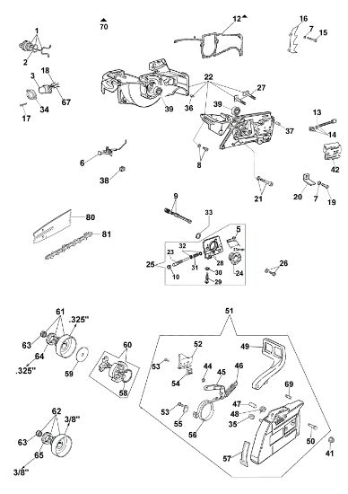 Carter motor y freno MT 6300 Motosierra