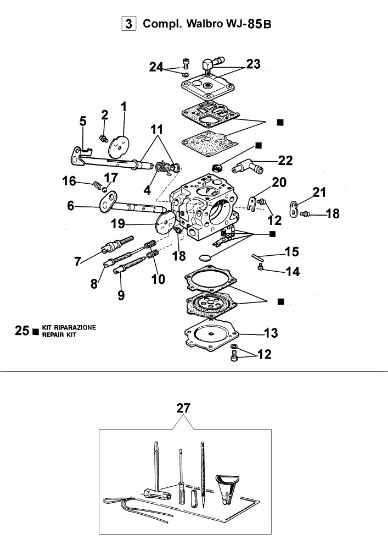 Carburador WJ-85B 185 HD Motosierra