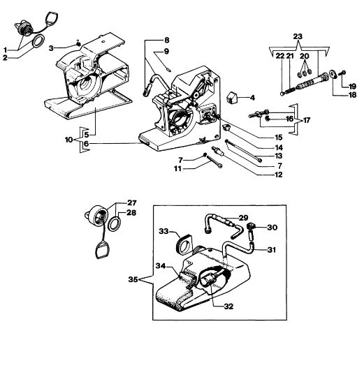Carter motor y deposito mezcla 135 Motosierra